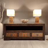Indian Hand Carved Solid Wooden TV Unit 01